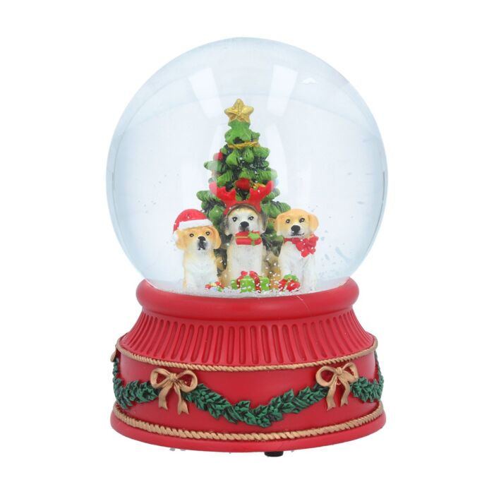 Gisela Graham Dogs Around A Christmas Tree - Snow Globe